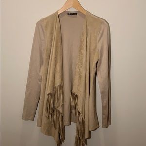 Faux suede cardigan top